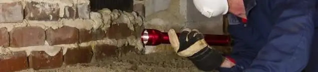 Pest control technician inspecting a crawl space for ant activity and entry points in Buffalo, NY