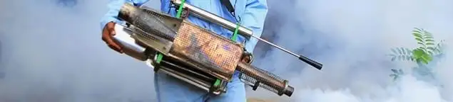 Fumigation technician using a fogger for deep pest treatment in Buffalo, NY